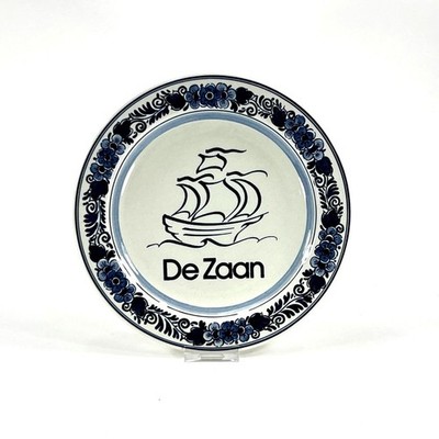 Royal Goedewaagen Delft Blue De Zaan River Sailing Boat Ship Plate Holland Made