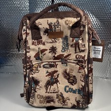 Wrangler Vintage Retro Cowboy Cool Print Backpack Tan  1067