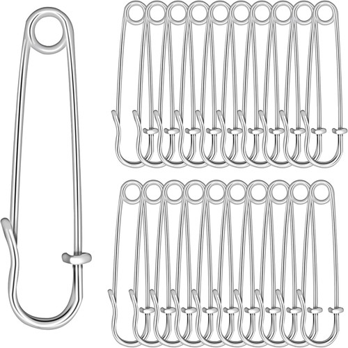 cobee 20 Pcs Large Safety Pins for Clothes, 2 Inch Heavy Duty Silver