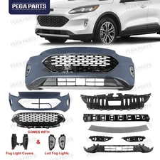 Full Front Bumper Cover Grille Fog Light Bracket Set For 2020-2022 Ford Escape