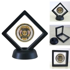 3D Floating Challenge Coin Display Case Frame Holder for Medals Jewelry Black
