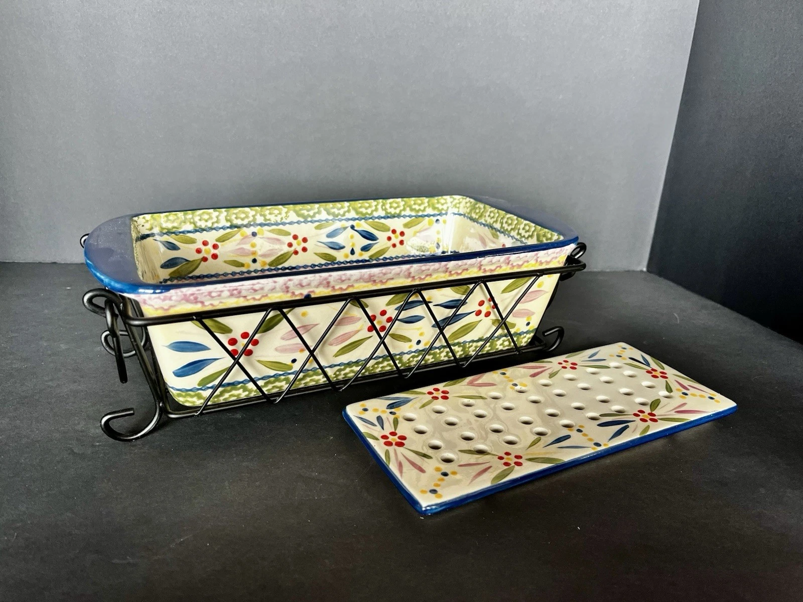 Temp-tations Old World 1.75qt Meatloaf & Drip Pan Insert Ovenware w/Basket