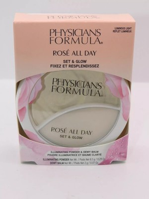 Physicians Formula Rose Ganztägiges Set & leuchtender leuchtender Puder & taufrischer Balsam neu