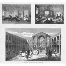 RUSSO-TURKISH WAR The English Hospital at Erzurum - Antique Print 1877