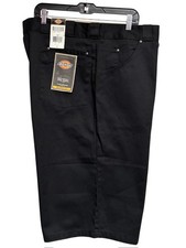 dickies big mens black flat front straight leg work uniform shorts 48 relaxed