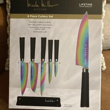 Nicole Miller6 Pcs  Cutlery Set New Rainbow Carbon Steel Brand New