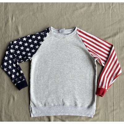 Bums & Roses CREW NECK SWEATER 9/10Y STARS AND STRIPES FLAG USA Red White Blue