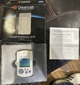 WORKING Sega Dreamcast White VMU OEM Visual Memory Unit NEW BATTERY'S  W/Cap#B27