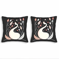 Elegant 18x18in Throw Pillow Covers Set of 2 - BStylized White & Pink Animal 