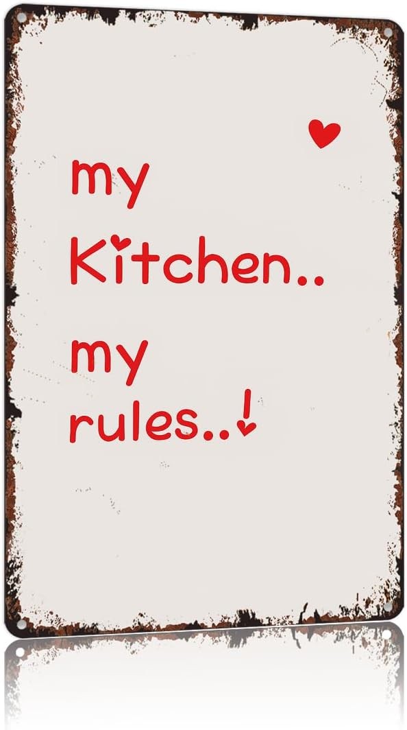My Kitchen My Rules Funny Vintage Tin Metal Signs Home Décor, Wall Art Decor for
