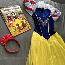 Child Disney SNOW WHITE Costume GOWN w/ Extras Girls Dress Up M/L 8-12