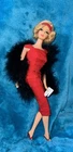 Vintage #1165 MOD Stacey, Flip Hair, Red Sensation. Headband, Boa, Red OT Mules