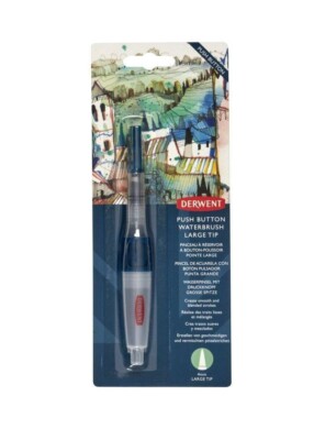 Derwent Push Button Waterbrush - Paint Brush - Large Chisel Tip - 10mm (2305824)