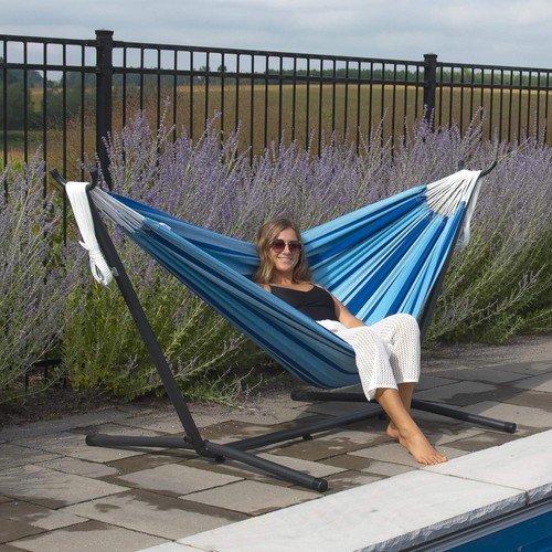 Premium Island Breeze Double Cotton Hammock Set - 450 lb Capacity & Portable - Picture 7 of 7