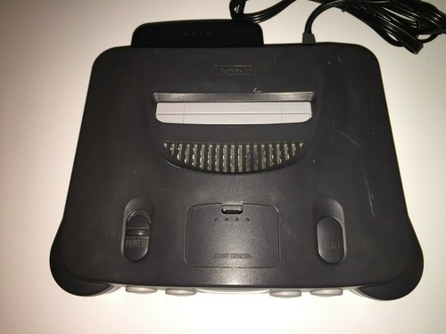 Nintendo 64 N64 Charcoal Gray game Console +2 controller tested working - Picture 3 of 9