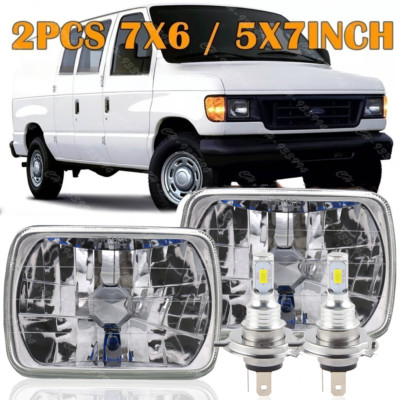 For E-150 / Econoline E-250 E-350 Super Duty Sealed 5x7'' 7x6'' LED Headlights