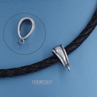 Oxidized Sterling Silver V Pendant Bail Connector w/ Open Loop 13.6mm #33388SL