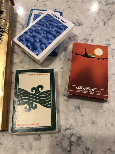 VINTAGE AIRLINES PLAYING CARDS, PAMPHLETS, GAMES, FAN, WINGS PIN & BOOK LOT - Picture 6 of 17