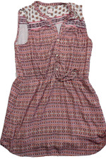 Gap Mini Dress Size Small Red Floral Sleeveless Lined Button V Neck Flowy Cap