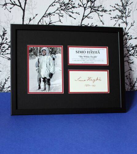 SIMO HAYHA AUTOGRAPH framed artistic display WW2 Sniper White Death - Picture 5 of 7