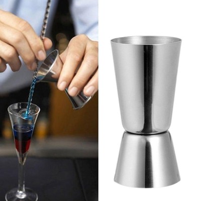 Steel Double Single Shot Measure Spirit Bar Cocktail Cup Drink J4C7