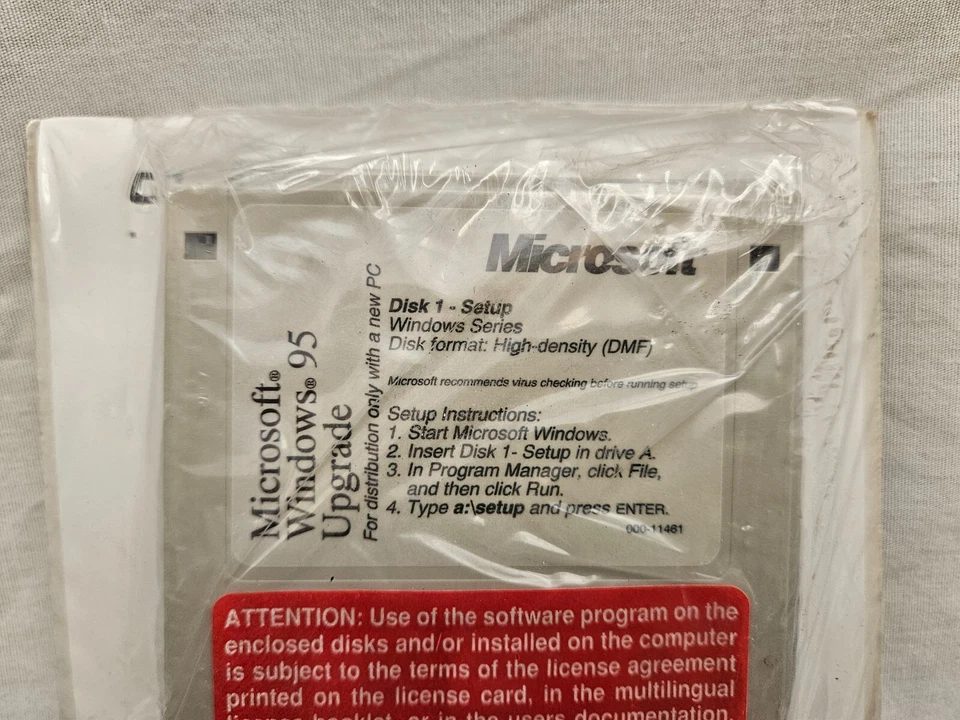 New Sealed OEM Microsoft Windows 95 Upgrade OS 3.5 Very Rare Inch Floppy Disk OS - Image 2 of 4