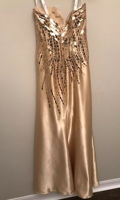 green emerald velvet dress Tony Bowls Paria Elegant Satin Gown 113704 Ivory/Gold – Unique Weddings by  Craft Haven