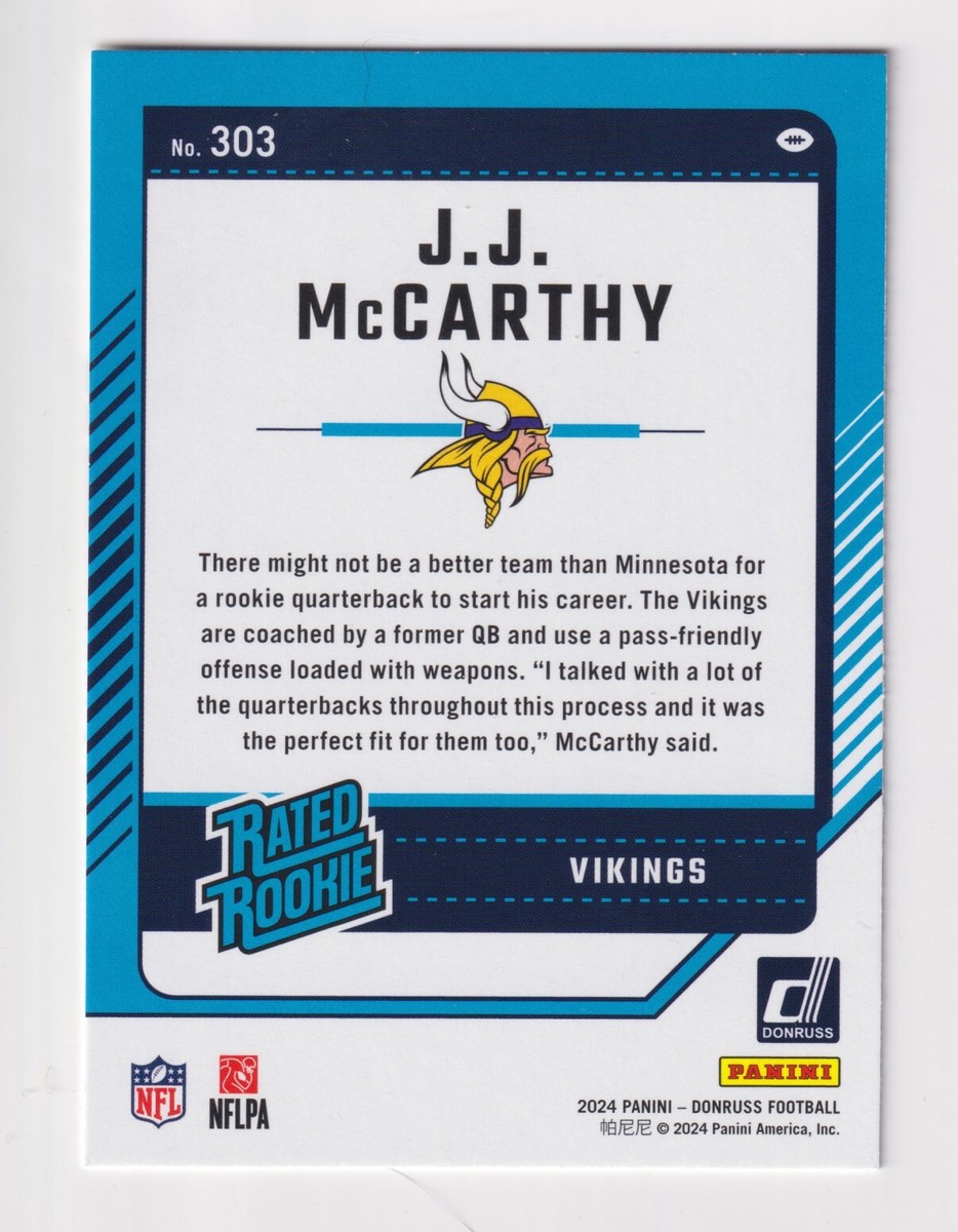 2024 Panini Donruss RATED ROOKIE #303 JJ McCARTHY RC