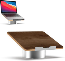 Ergonomic Black Walnut Laptop Stand for MacBook Up to 16 Inches - Portable Desig