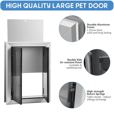 iPetba Heavy Duty Extra Large Dog Door for Wall Aluminum iPetba Heavy Duty Extra Large Dog Door for Wall Aluminum