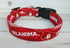 Oklahoma Sooners Toss Terri's Dog Collar handmade adjustable univ of fabric OU