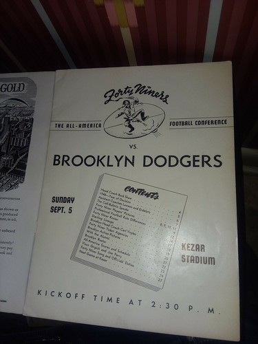 1948 SAN FRANCISCO SF 49ERS FOOTBALL PROGRAM v. BROOKLYN DODGERS AAFC KEZAR - Picture 2 of 12