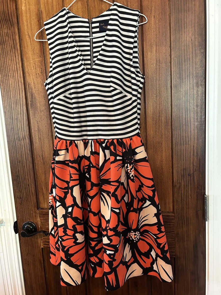 Just Taylor Floral Striped Sleeveless Fit & Flare Dress Size 8 Scuba Knit