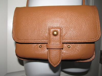 Lucky Brand~ Camel Brown Leather Crossbody Wallet Purse~ 6 Long Slots/ 7 Card