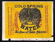 Cold Spring Water "The Gem of Table Waters" Vintage Label Scarce
