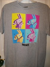 FORTNITE Llama Grid Epic Games Gray Short Sleeve Shirt Mens Size 2XL XXL NWT