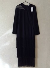 Virgos Lounge Black pleated Fringe Maxi Dress Size 8 ''Evening Event wear''