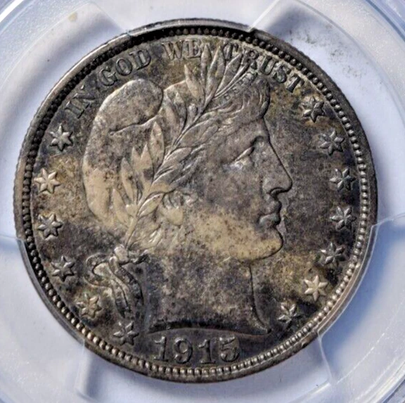 MEDIO DÓLAR BARBERO 1915-D - PCGS AU50 - ¡PRECIO CORRECTO! Foto 3 de 4