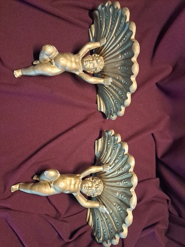 PAIR VIRGINIA METALCRAFTERS HARVIN CAST IRON PUTTI CHERUB ANGEL SHELF - 8.5" - Picture 24 of 24