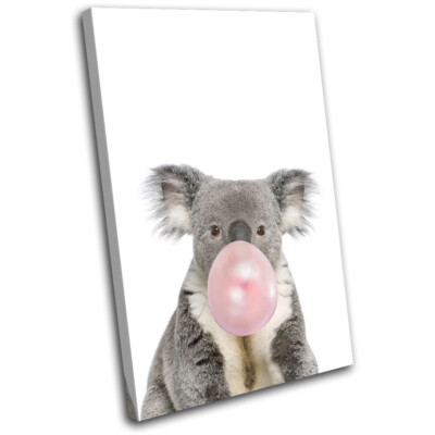 Modern Koala Bubblegum Animals SINGLE Leinwand Kunst Bild drucken