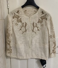 Bnwt Dolce & Gabbana Ladys Beige Flower Cut Out Details Cotton Jacket,si 40 Rare