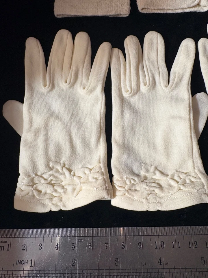 Lote 4 Juegos Guantes Vintage Blanco Niños XS-S CALIDAD RARA Foto 3 de 4