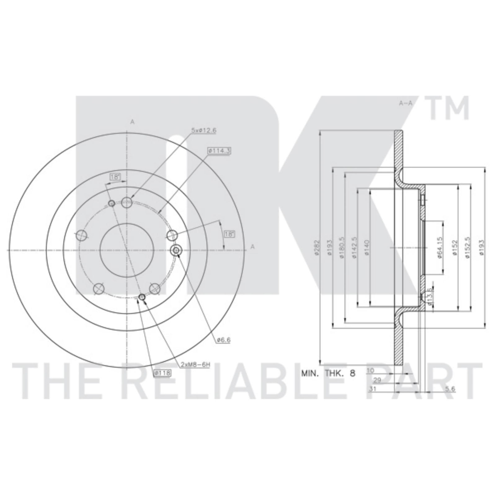 2X Bremsscheiben Hinten Ø282 Mm Voll Beschichtet FüR Honda Civic X SchräGheck-image