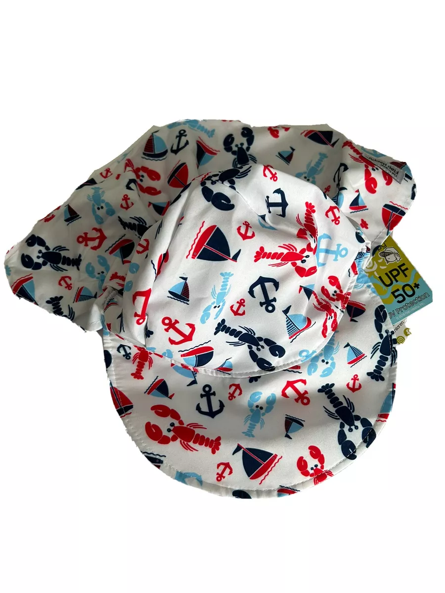 Original FLAP HAPPY Infant Medium 6-12 Months Sun Hat Nautical Theme UPF 50+