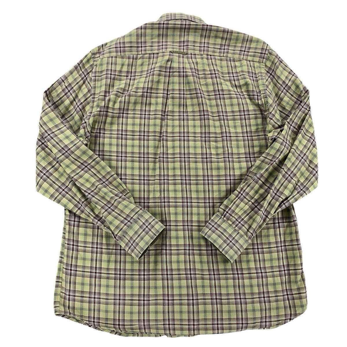 BARBOUR The Country Shirt Mens M Green Plaid Cotton Oxford Long