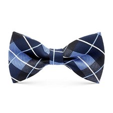 Rhinestone Bow Ties for men, Adjustable Length Sequin Pre-Tied Bow Blue Plaid