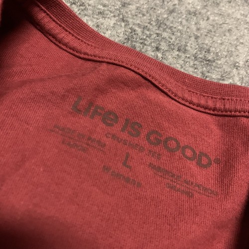 Life is Good Crusher Tee Graphic Print Cotton Top Large Sz Red Tee Shirt Dog - Picture 5 of 11