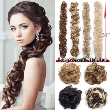 Wrap Around Bendable Hair Piece Updo Twirl Messy Bun Natural Hair Extensions US