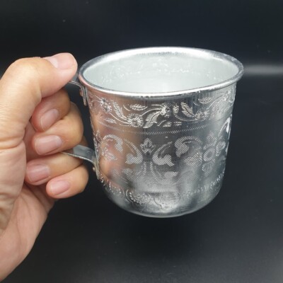 Silver Aluminum Cup Mug with Handle Beer Cocktail Drinking Thai Restaurant  | eBay