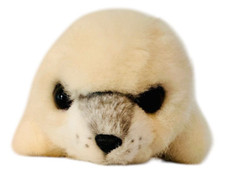 Vintage Russ Berrie White Seal 8" Plush Realistic Baby Seal Stuffed Animal